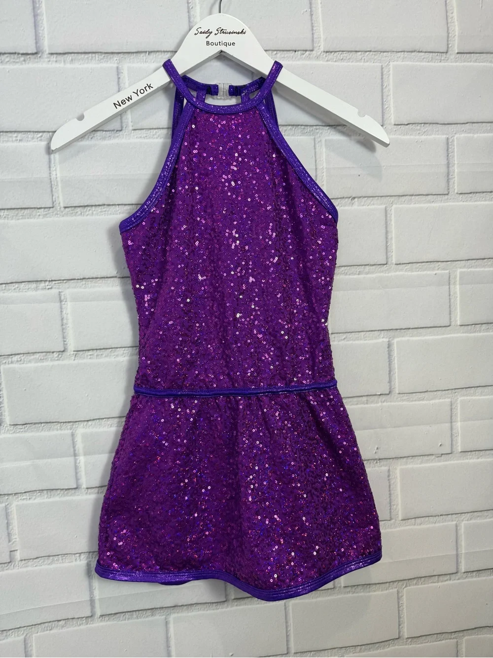 Girls Purple Sequin Dance Performance Dress Costume